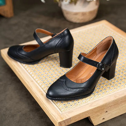 Brogue Strap Pumps